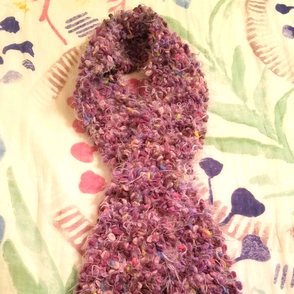 Handmade knit purple, soft scarf